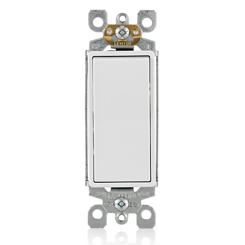 Leviton 5603-P2W (15 Amp Decora 3-Way Switch, Self-Grounding, White) , Electrical - Trades Pro Supply