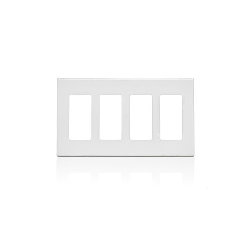 Leviton 80312-SW (4-Gang Decora Plus Screwless Wallplate Polycarbonate)