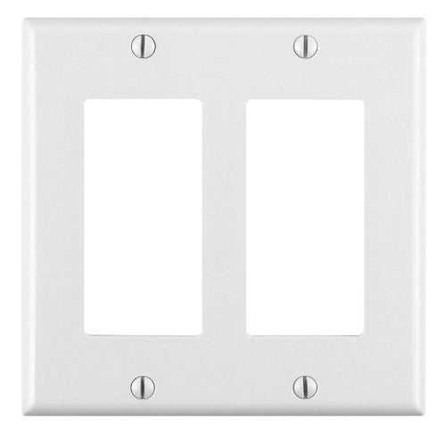 Leviton 80409-NW (2-Gang Decora/GFCI Device Wallplate, Standard Size, Thermoplastic Nylon)