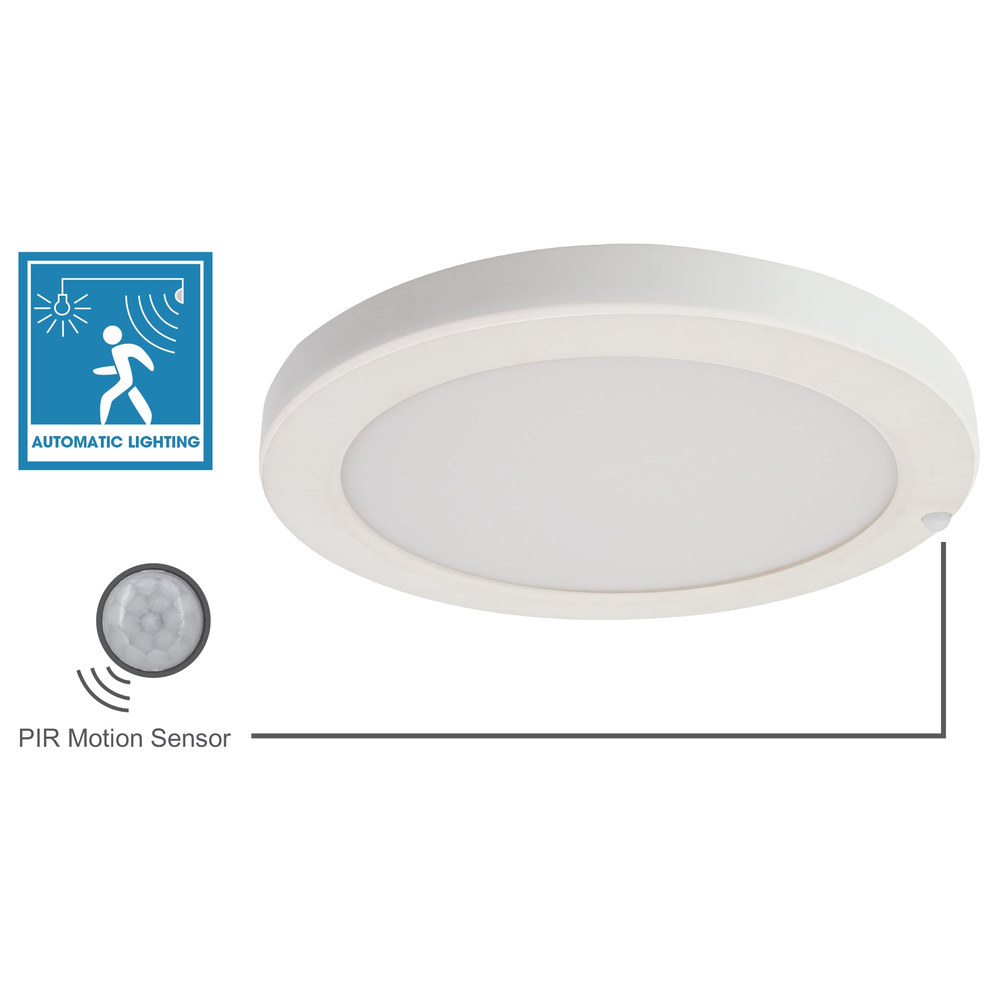 Ortech FM1-MS5-5CCT (5" Flush Mounts With PIR Motion Sensor & Adjustable CCT) , Lighting - Trades Pro Supply