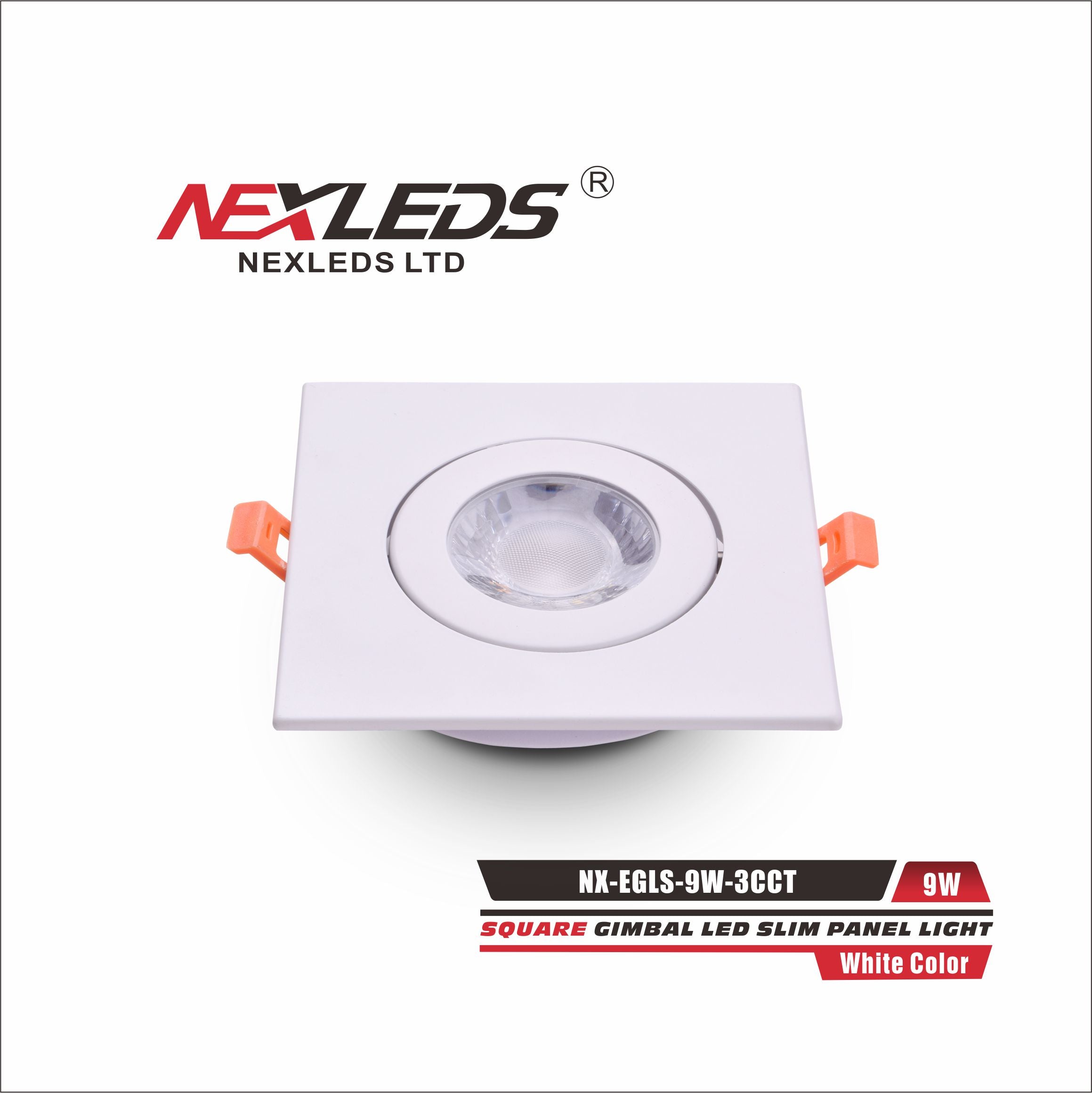 NexLeds White Square Gimbal LED Slim Panel Light | Color Changeable