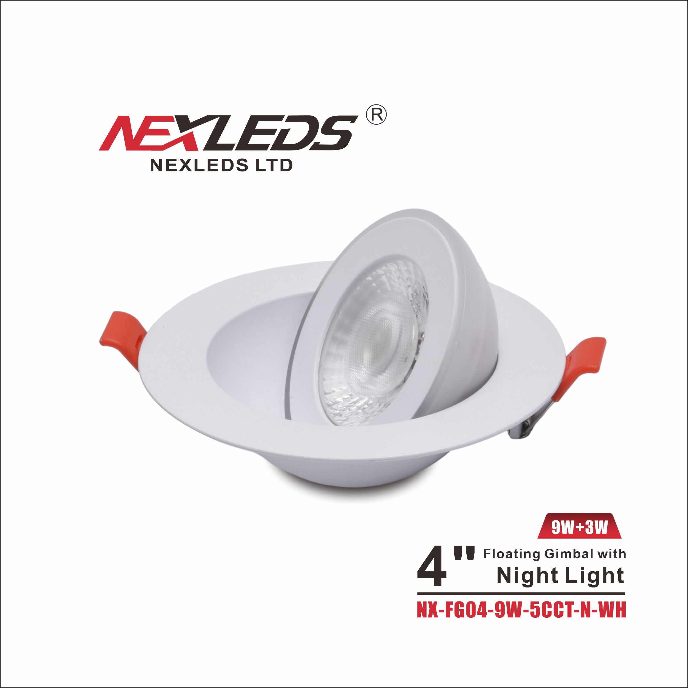 NexLeds White 4″ Floating Gimbal with Night Light | Color Changeable , Lighting - Trades Pro Supply