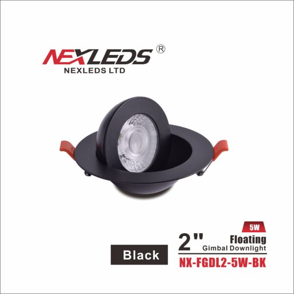 NexLeds Black 2″ Floating Gimbal Downlight | Color Changeable , Lighting - Trades Pro Supply