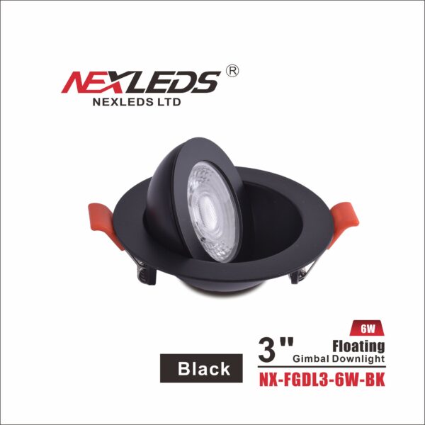 NexLeds Black 3″ Floating Gimbal Downlight | Color Changeable , Lighting - Trades Pro Supply