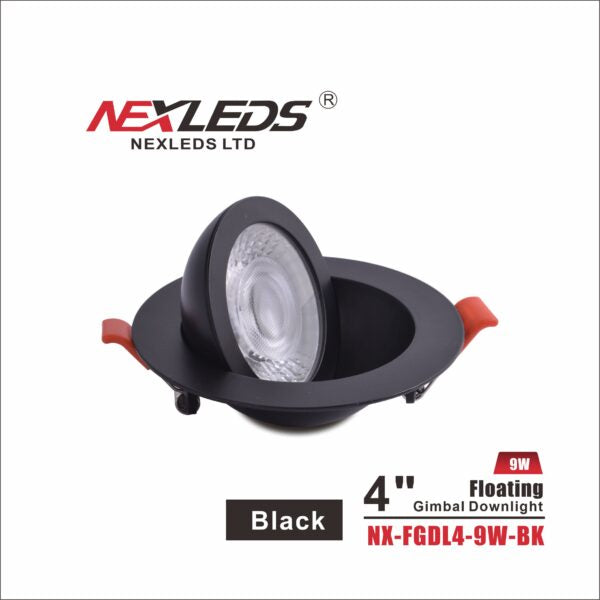 NexLeds Black 4″ Floating Gimbal Downlight | Color Changeable , Lighting - Trades Pro Supply