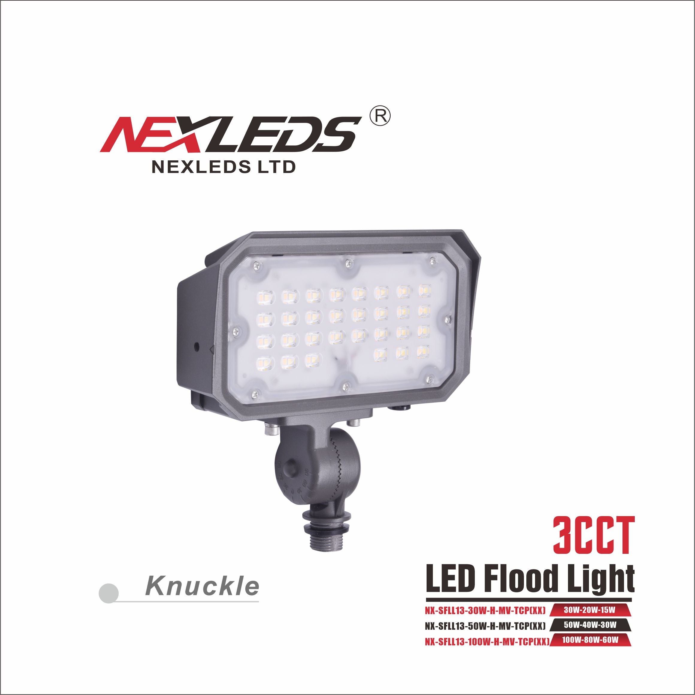Nexleds NX-SFLL-50W-H-MV-TCP (LED 20W/40W/50W 3CCT Floodlight Knuckle Mount) , Lighting - Trades Pro Supply
