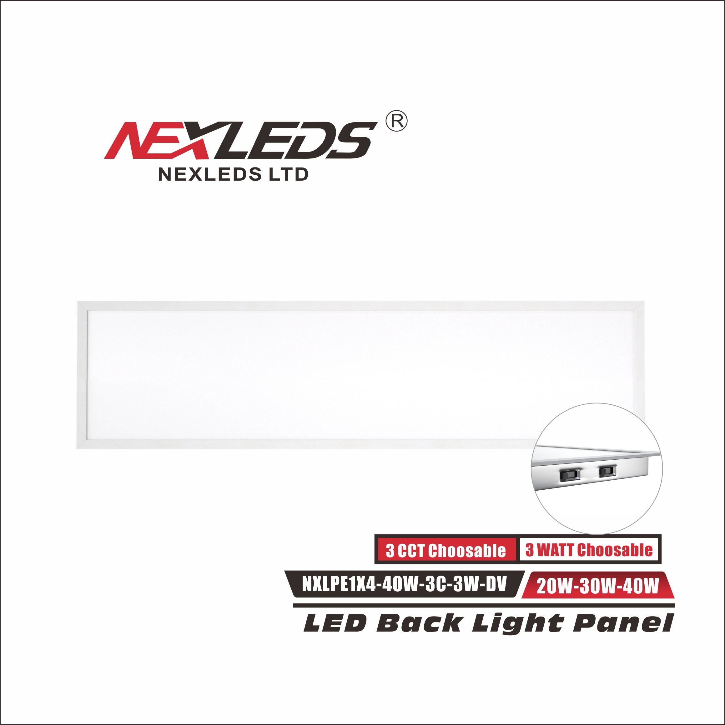 NexLeds Limited Backlit Flat Panels 1x4 (47.80" x 11.81" x 1.77") | Watt & CCT Choosable , Lighting - Trades Pro Supply