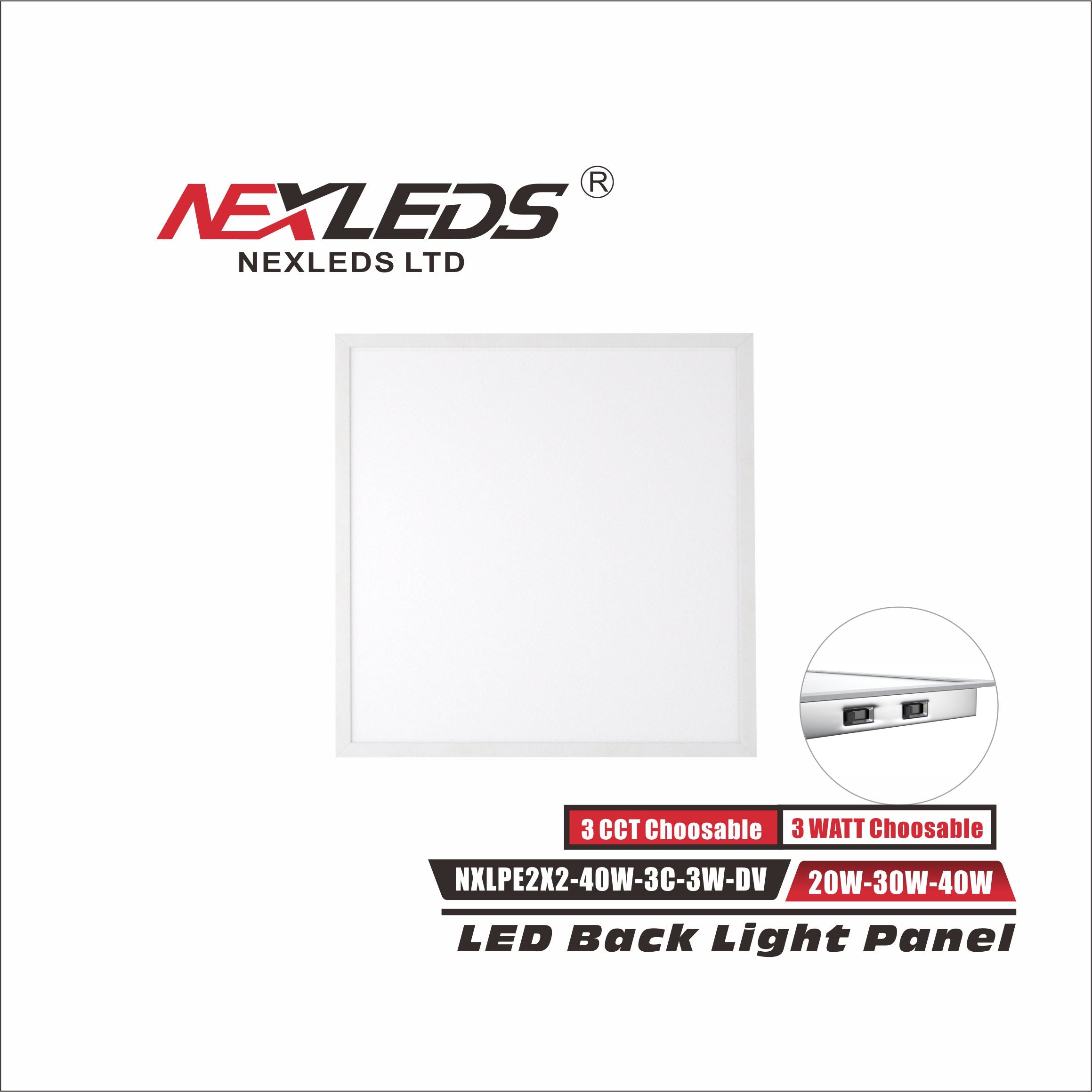 NexLeds Limited Backlit Flat Panels 2x2 (23.82" x 23.82" x 1.38") | Watt & CCT Choosable