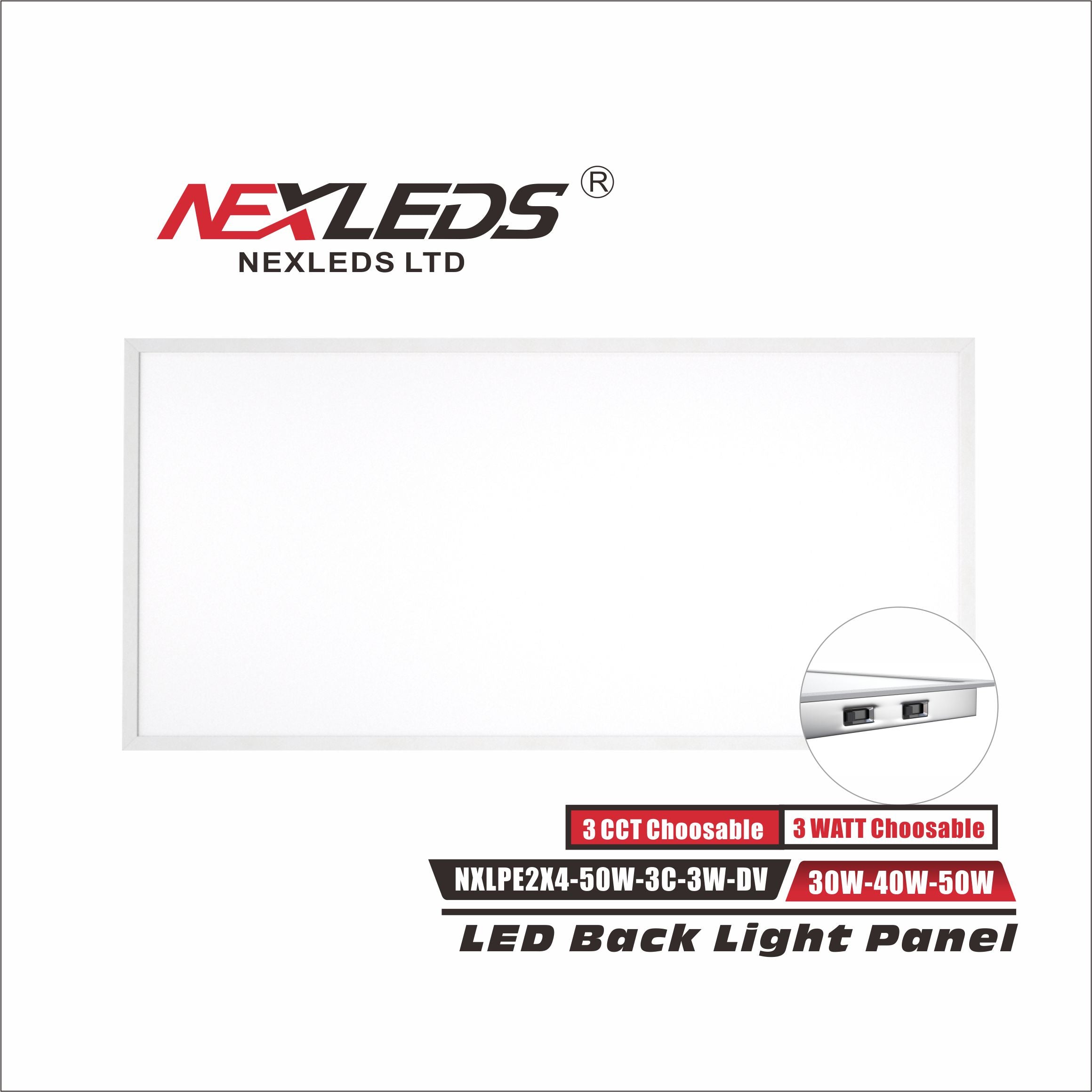 NexLeds Limited Backlit Flat Panels 2x4 (47.80" x 23.82" x 1.38") | Watt & CCT Choosable