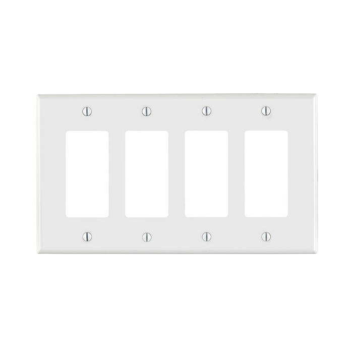 Leviton PJ264-W (4-Gang Decora Wallplate, Midway Size, Thermoplastic Nylon, White)