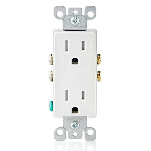 Leviton T5325-W (15 Amp Decora Tamper-Resistant Duplex Outlet/Receptacle, Grounding, White) , Electrical - Trades Pro Supply