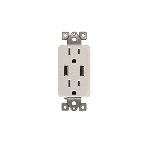 Ortech 8304USB (15A dual USB Charger with 15A duplex that charges without adapter) **10pc** , Wiring Devices - Trades Pro Supply