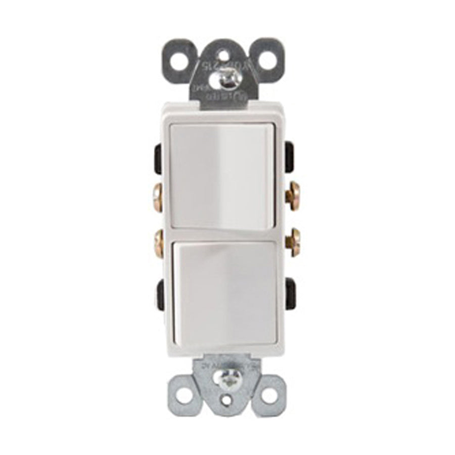 Ortech 8203-2 (15 amps Single Pole decorative Dual Rockers Switch with 4 screws) **50pc**