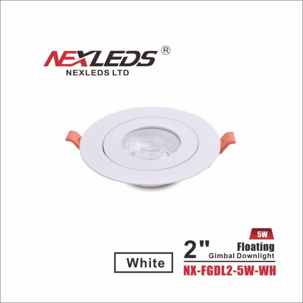 NexLeds White 2″ Floating Gimbal Downlight | Color Changeable