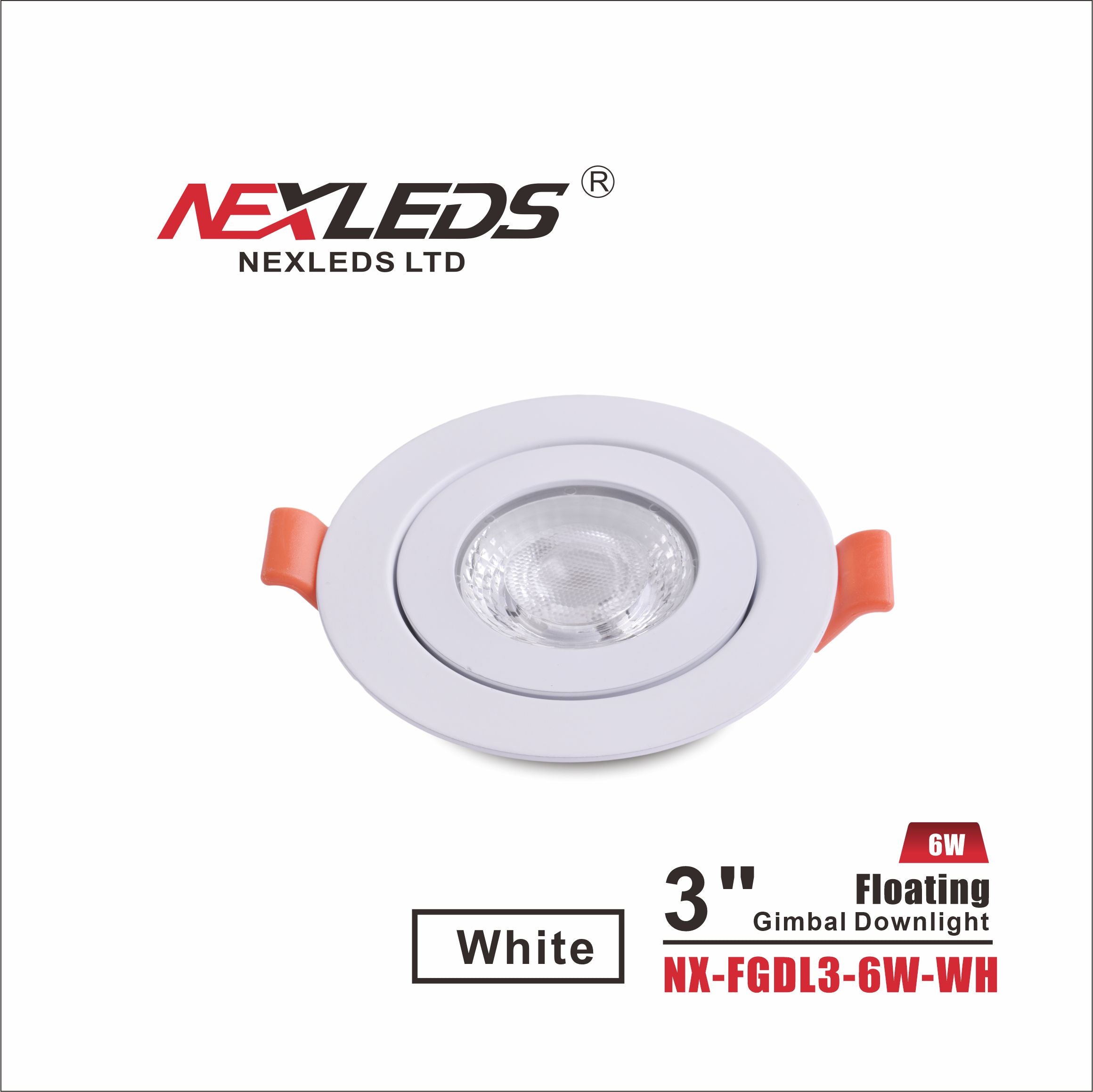 NexLeds White 3″ Floating Gimbal Downlight | Color Changeable