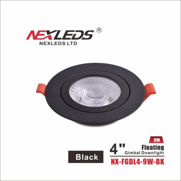 NexLeds Black 4″ Floating Gimbal Downlight | Color Changeable