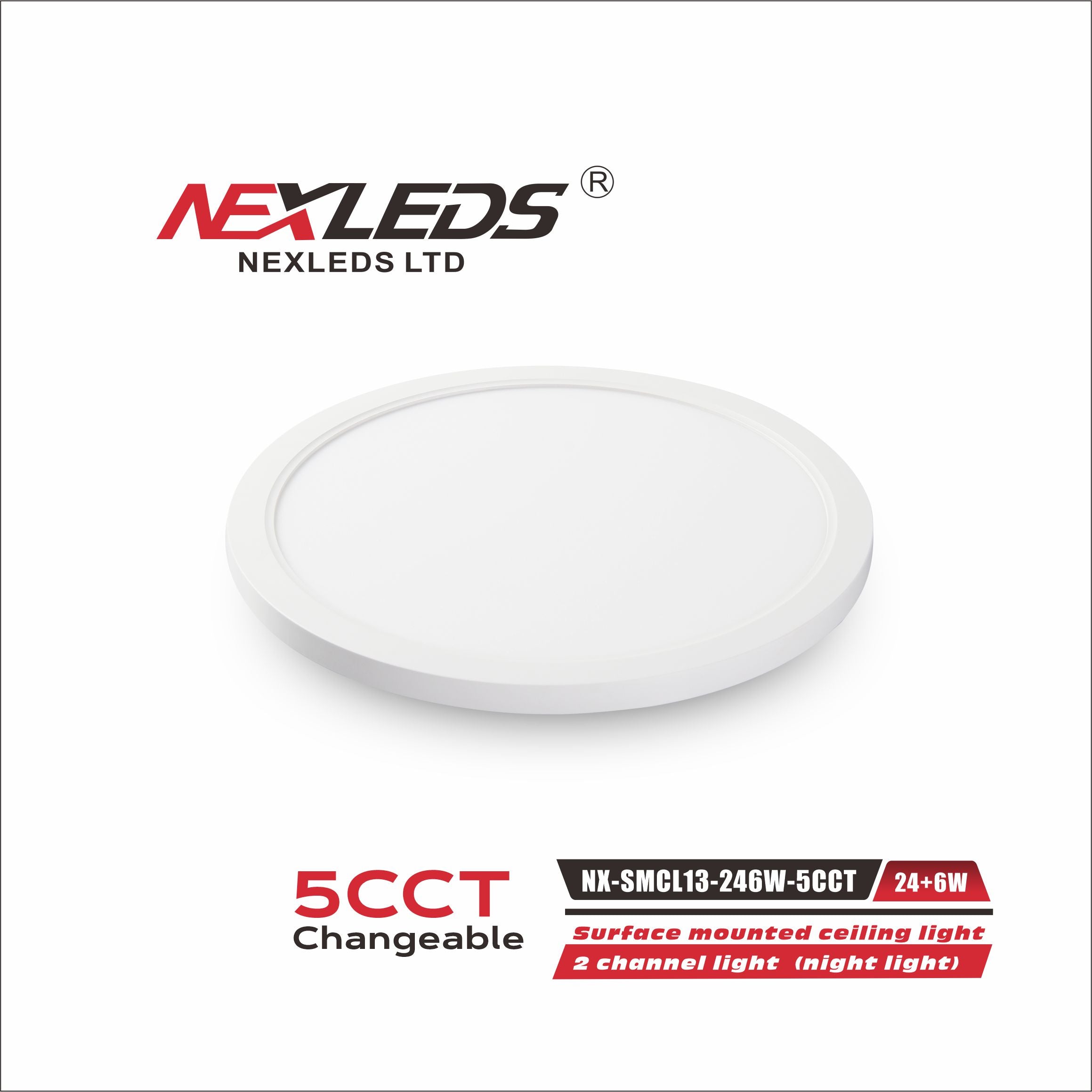 NexLeds Limited LED 13″ Surface Mount with Night Light Option | Color Temperature Changeable