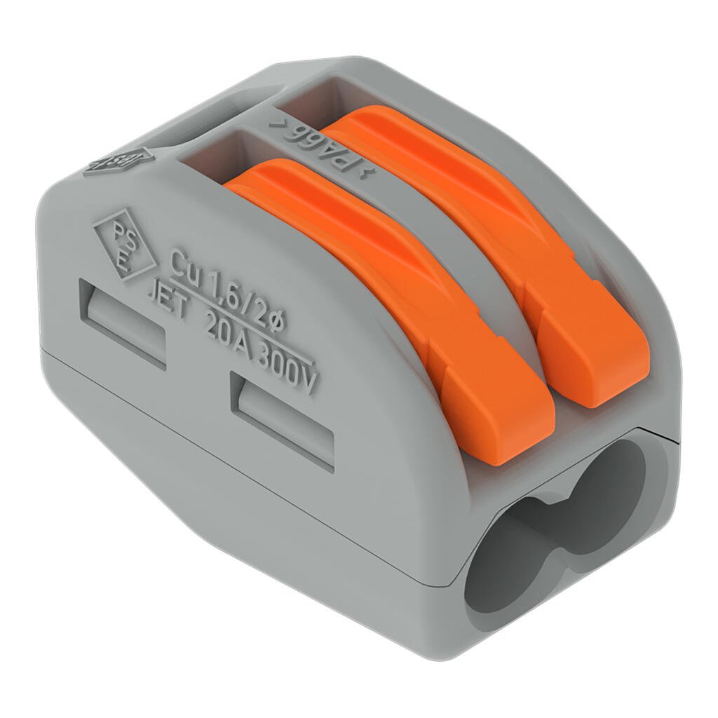 Wago 222-412 (Compact splicing connector; 2-conductor terminal block; with operating levers) , Electrical - Trades Pro Supply