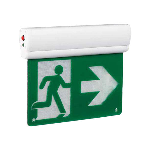 Ortech OE-G026 - LED Edge Lit Running Man Exit Sign in 2W 120-347V AC for universal mounting